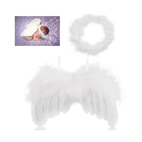 Hifot ailes dange avec Fleur bandeau set, nouveau né photographie accessoires, Bébé newborn photography prop accessoires ro