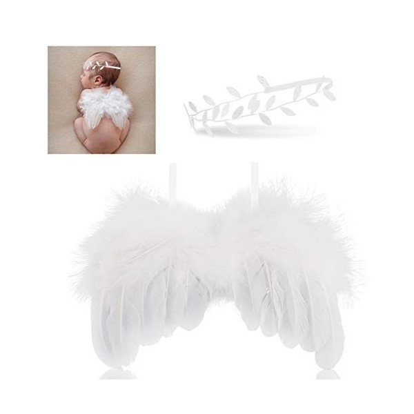 Hifot ailes dange avec Fleur bandeau set, nouveau né photographie accessoires, Bébé newborn photography prop accessoires ro