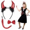 LOOPES 3pcs Bandeaux Démon Corne Diadème Halloween Diable Cornes Ensemble Diable Habillage Accessoires avec Diable Bandeau No