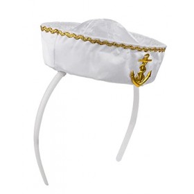 DEGUISE TOI - Serre-tête Mini Chapeau Marin Blanc Femme - [Bandeau/Serre-tête/Diadème/Couronne/tiares/Voil