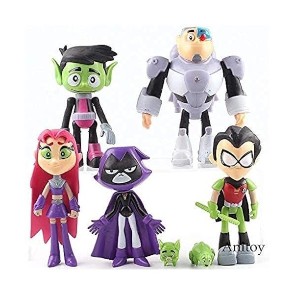 Dessin animé Teen Titans Go Action Figure Robin Cyborg Bête Bébé Starfire Crow Silkie PVC Collection Jouets pour enfants, cad