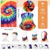 Fiada Set de 2 Pcs de Costume Hippie Arc-en-Ciel Bandeau de Tournesol Tie-Dye Lunettes de Soleil Hippie Lunettes Rondes Vinta