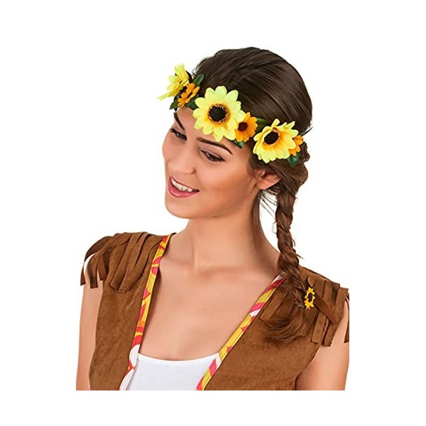 DEGUISE TOI - Couronne de Fleurs Tournesol Adulte - [Bandeau/Serre-tête/Diadème/Couronne/tiares/Voil