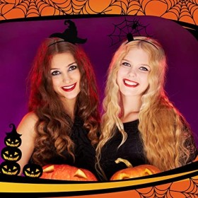 Geosar 2 Pcs Bandeau de Cheveux dHalloween Bandeau de Toile dAraignée Bandeau de Chapeau de Sorcière Serre-Tête de Costume 