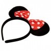 Oreilles de Souris de Bande Dessinée sur Bandeau avec Noeud en Satin Rouge à Pois Blancs - Accessoire Bandeau pour Costume de