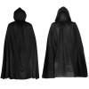 Zkaoai Cape à capuche noire pour Halloween, cape noire avec capuche, costume dHalloween avec autocollant de tatouage dHallo