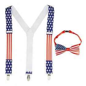 W WIDMANN Widmann 10027 – Ensemble de Costumes USA, 2 pièces, Bretelles et nœud Papillon, Amérique, Accessoires, Carnaval, dé