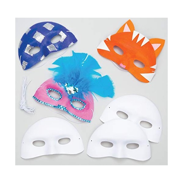 Baker Ross Lot de 8 Masques Loup Vénitien à personnaliser - Idéal comme accessoire pour déguisements