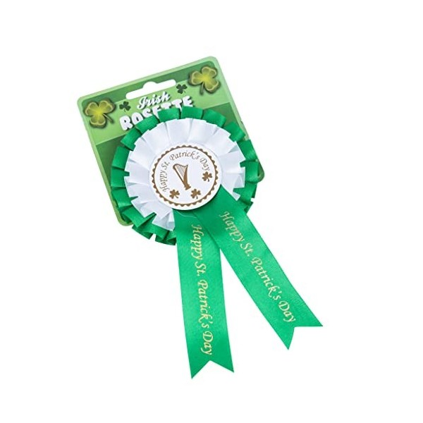 evelay Décorations de la Saint-Patrick - Badge vert de rosette de trèfle irlandais - Accessoires de déguisement pour la Saint