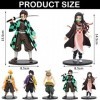 Lot de 5 figurines de dessin animé Demon Slayer - Avec socle - Pour cadeau danniversaire - Décoration de voiture - Cadeau po