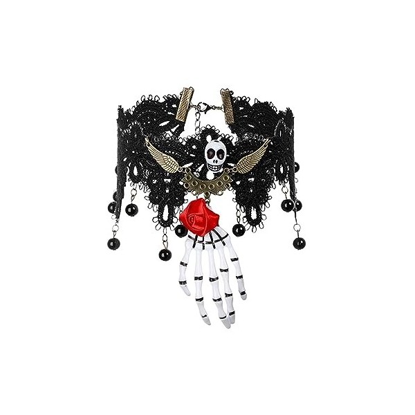 Fonowx Collier de style punk tour de cou accessoires de déguisement cadeaux dhalloween drôles collier pendentif dhalloween 