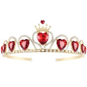 Budstfee Costume de Reine de Coeurs, Red Heart Tiara Descendants Costume Coiffure Reine de coe