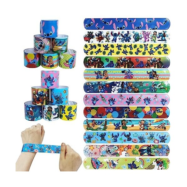 Pellinch Lot de 12 bracelets à cliquet pour enfants - Motif souris - Pour anniversaire denfant - Multicolore - Pour garçons 