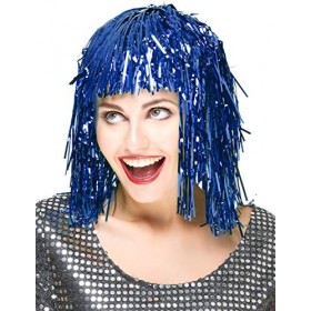 DEGUISE TOI - Perruque métallique Bleue Adulte - Perruques Mi-Longues
