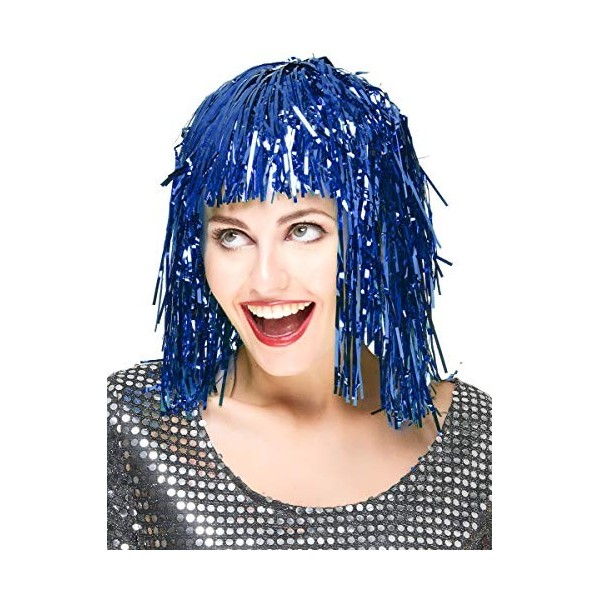 DEGUISE TOI - Perruque métallique Bleue Adulte - Perruques Mi-Longues