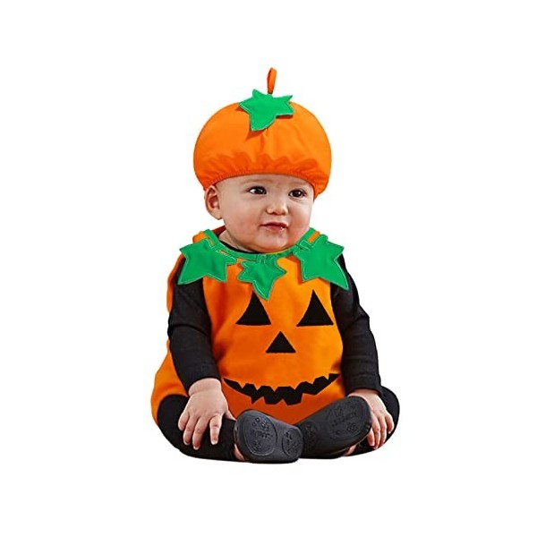 Générique Costume Halloween Enfant Noël Déguisement Bébé Garçons Citrouille Barboteuse Cosplay Halloween Costume Chapeau Bonh