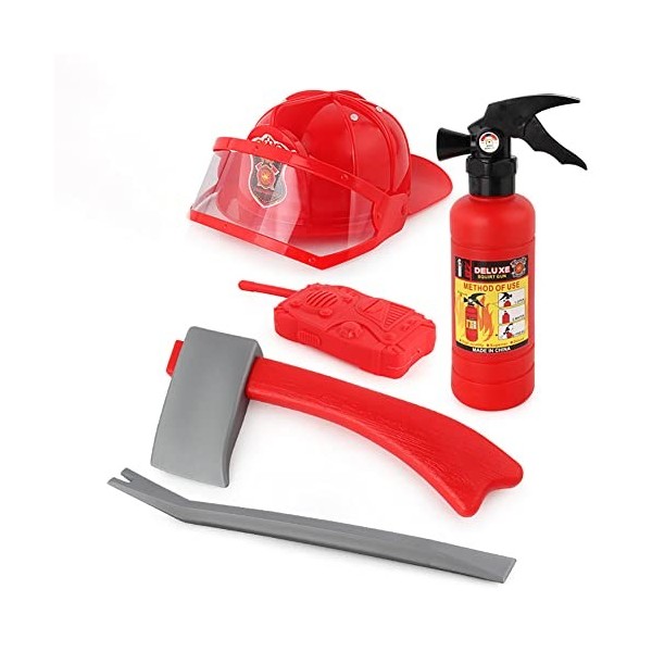 LICHENGTAI Pompier Deguisement Enfant, Jeu de Jouet de Pompier Pompier Costume avec Pompier Jouet Extincteur Jouet Pompier Ac