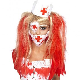 NET TOYS Infirmière Zombie Set Protection buccale Coiffe Rouge-Blanche Cache-il Horreur infirmière Halloween Horreur Hallowe