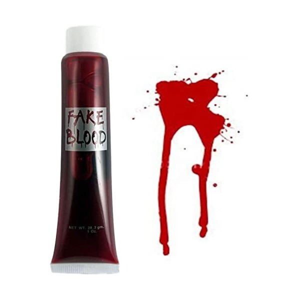 SHATCHI Faux sang rouge pour Halloween-Accessoire Déguisement-Vampire-Zombie-Pour le visage et le corps, 3 Packs