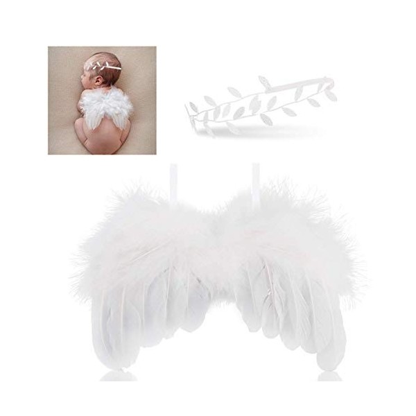 Bébé Photoshoot Costume accessoires de photographie nouveau-né, ailes dange bébé plume avec bandeau tenues, accessoires de p