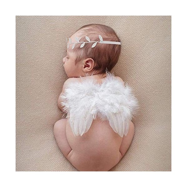 Bébé Photoshoot Costume accessoires de photographie nouveau-né, ailes dange bébé plume avec bandeau tenues, accessoires de p