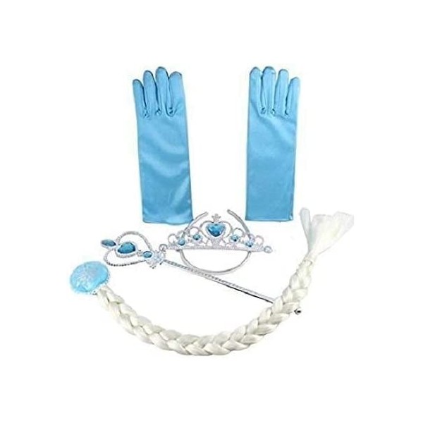 Générique Kit Accessoires Nécessaire pour Costume dElsa - Perruque/Gants/Diadème/Baguette Magique pour Cosplay Party danniv