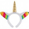 Serre-tête blanc avec licorne en or Bandeau oreilles en peluche Pour Halloween Noël Carnaval Accessoires de tête