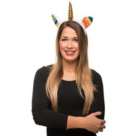 Serre-tête blanc avec licorne en or Bandeau oreilles en peluche Pour Halloween Noël Carnaval Accessoires de tête