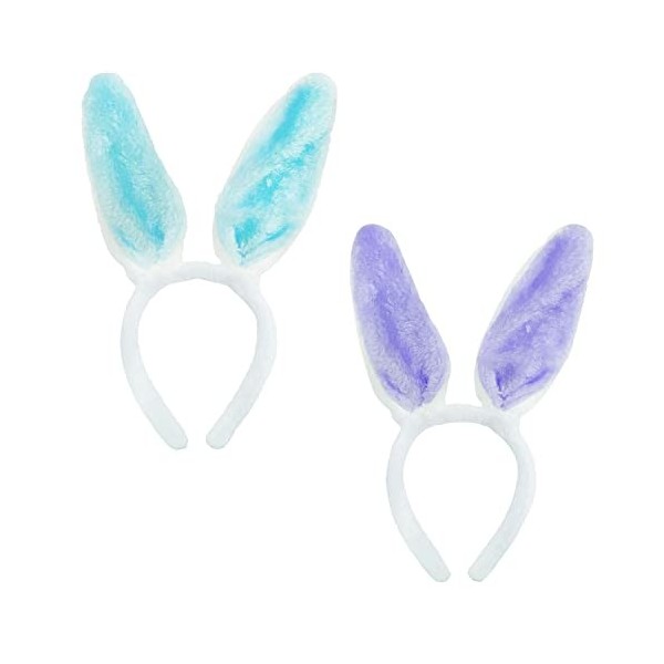 CQQNIU Lot de 2 oreilles de lapin en peluche colorées, serre-tête oreilles de lapin de Pâques, accessoires de décoration, acc