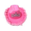 cowboy en feutre rose plume/paillettes scintillantes cowboy avec couronne diadème - Accessoire déguisement