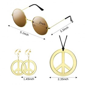 MIVAIUN 5 Pièces Ensemble de Costume Hippie, Bohême Ensemble de Paix, Hippies Accessoires, Accessoires de Fête 60s 70s, Lunet