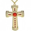 NET TOYS Collier ostentatoire avec Croix | Or-Rouge | Accessoire Scintillant Unisexe chaîne dorée avec Croix Nonne | Parfait 