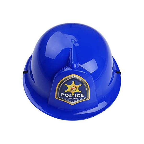 TiaoBug Enfant Chapeau de Déguisement Pompier Police Ingénieur Casque Jeu de Rôle Accessoire Costume Carnaval Bleu Taille Uni