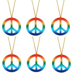HIXNUG Collier hippie avec signe de la paix - Accessoires de déguisement hippie pour soirées à thème hippie, multicolore, 3, 