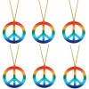HIXNUG Collier hippie avec signe de la paix - Accessoires de déguisement hippie pour soirées à thème hippie, multicolore, 3, 