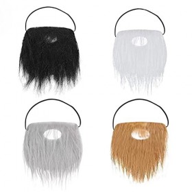 KAYLRE 4 Pièces Fausses Barbes Moustaches Drôle Barbe Drôle Accessoires pour Costume Enfant Adulte de Costume Halloween Fourn