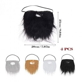 KAYLRE 4 Pièces Fausses Barbes Moustaches Drôle Barbe Drôle Accessoires pour Costume Enfant Adulte de Costume Halloween Fourn