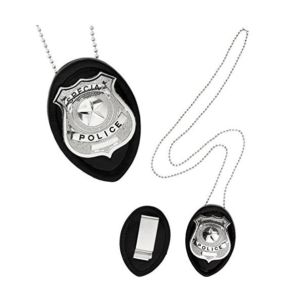 NET TOYS Collier Plaque de Police Insigne de Policier Badge avec chaîne Insigne dofficier chaîne de Police médaille Accessoi