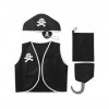 Yeahdor Costume Pirate Enfant Déguisement Pirate Matelot Garçon Accessoires Crochet & Cache-Oeil Bourse Boucle doreille Or H