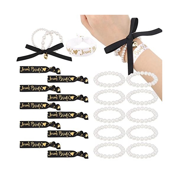 ALTcompluser Lot de 22 bracelets JGA pour femme, bracelet de perles déquipe, bracelet JGA pour mariage, enterrement de vie d