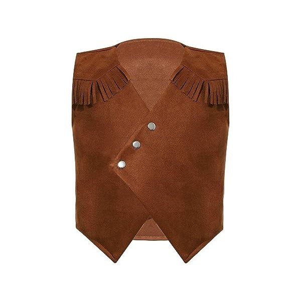 Freebily Deguisement Prince Enfant Fille Garçon Cowboy Cowgirl Pantalon Gilet Sans Manche Chapeau Cow-boy Costume Jouet Hallo