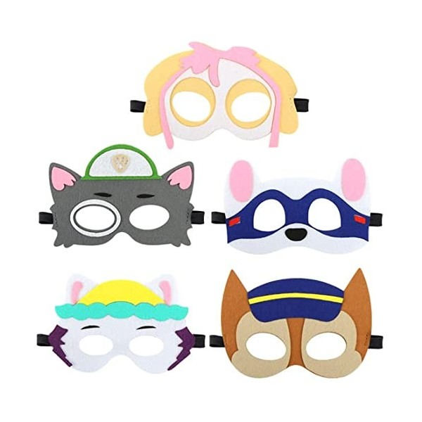 WEIESCIE Masque de Feutre, 5 Pièces Masque Animaux Enfant avec Corde Élastique, Masques de Cosplay pour Enfants, Convient pou