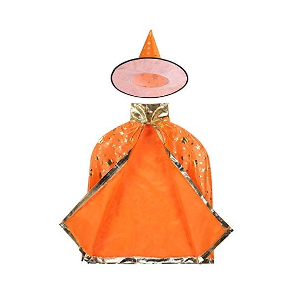 CHICTRY Cadeau de père Noël Cape de Sorcier + Chapeau Pointu déguisement fête et Accessoires Carnaval pour Enfants Filles gar