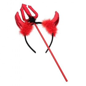 VICASKY Rouge Halloween Diable Costume Ensemble Déguisement Cosplay Bandeau Diable Fourche Décor Fêtes Faveurs Pour Femmes Ad