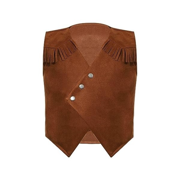 Mufeng 3Pcs Fille Déguisement Cow-Boy Gilet Garçon Veste Rétro Chapeau de Cowboy Western et Bandana Enfant Accessoires Cospla