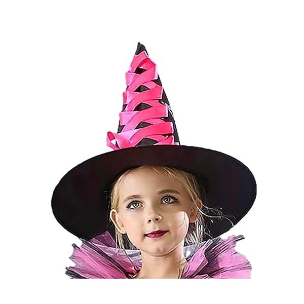 Wukesify sorcière pour Filles | Accessoires Conte fées dhalloween Déguisement sorcière Fantaisie - Balai Chapeau sorcière Ma