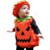 JLOR Déguisement Petite Citrouille Costume Halloween pour Bébé Garçon Fille Ensemble Combinaison à Manches Longues Chapeau et