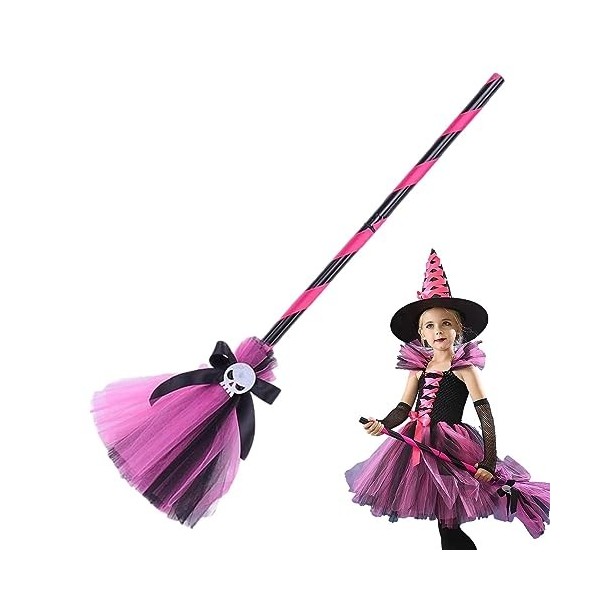 ereqeip Balai de Costume de sorcière dhalloween, Déguisement de sorcière de Conte de fées pour Filles, Accessoires de sorciè