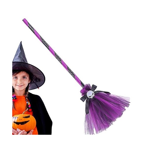 ereqeip Balai de Costume de sorcière dhalloween, Déguisement de sorcière de Conte de fées pour Filles, Accessoires de sorciè