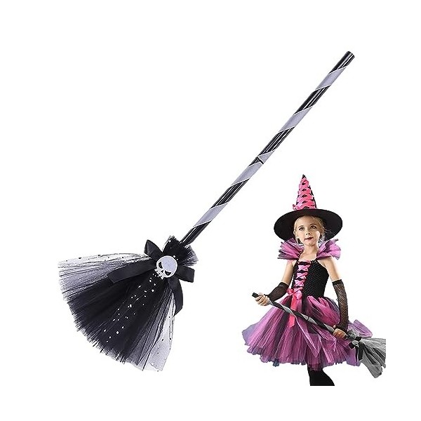 Moslalo sorcière pour tout-petit | Accessoires conte fées dHalloween Déguisement sorcière fantaisie,Balai chapeau sorcière m